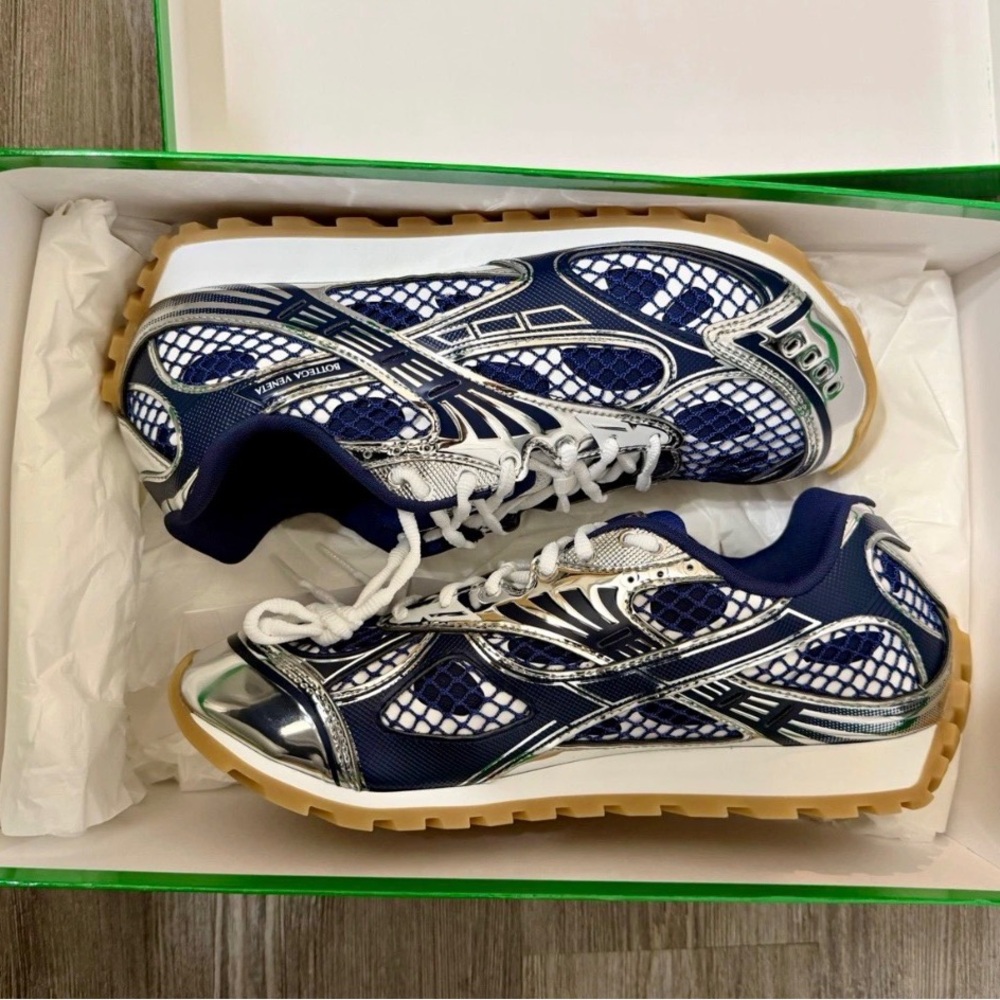 Kids Navy and White Athletic Sneakers